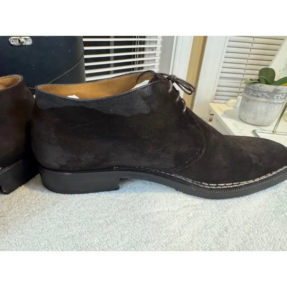Luigi Borrelli Brown Suede Ankle Lace-Up Men’s Boots Size 10.5(800